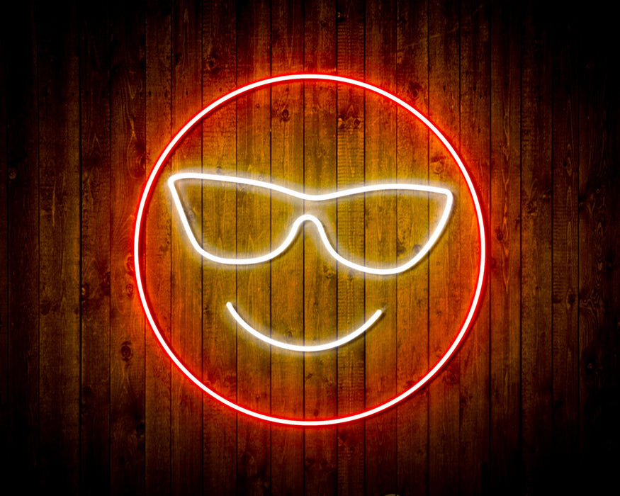 Smiley Face with Sunglasses Emoji Flex Silicone LED Sign (Neon-Style, LED Technology) - Way Up Gifts