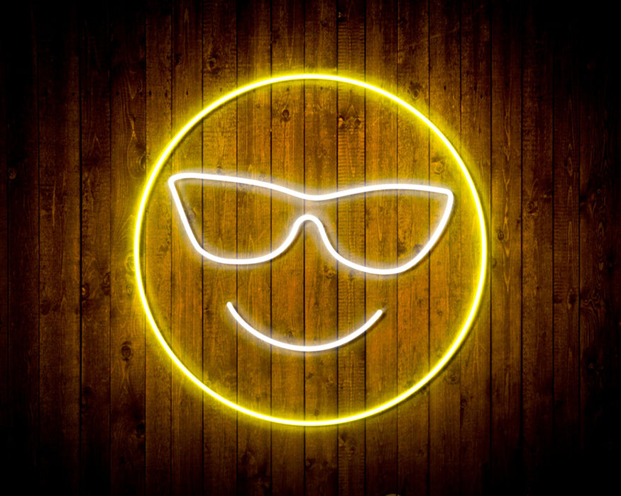 Smiley Face with Sunglasses Emoji Flex Silicone LED Sign (Neon-Style, LED Technology) - Way Up Gifts
