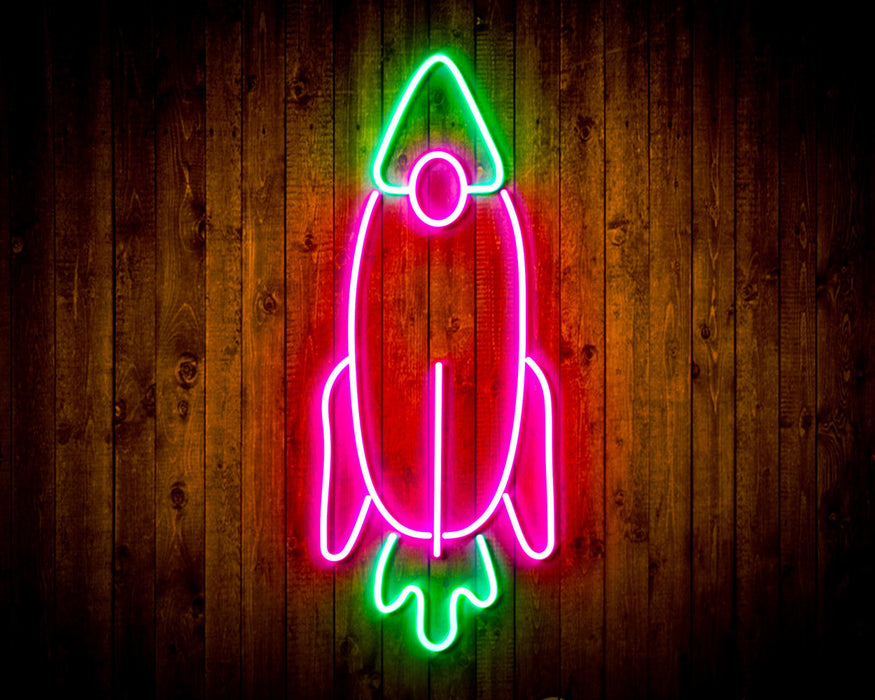 Rocket Space Shuttle Kid Room Flex Silicone LED Sign (Neon-Style, LED Technology) - Way Up Gifts