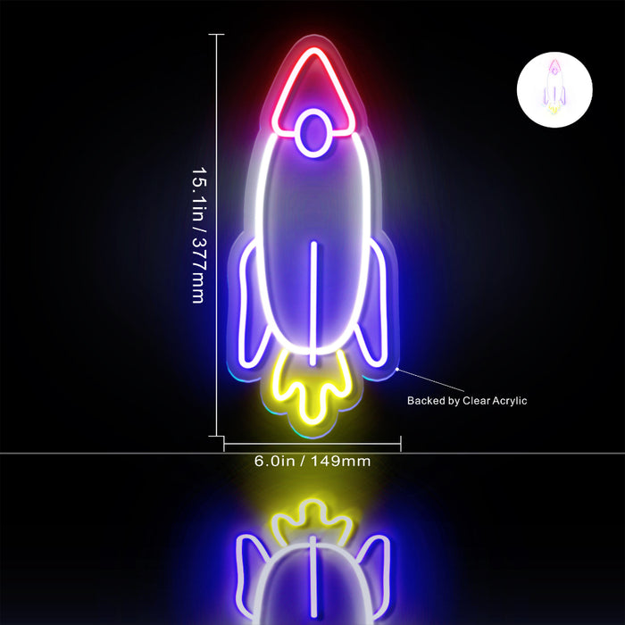 Rocket Space Shuttle Kid Room Flex Silicone LED Sign (Neon-Style, LED Technology) - Way Up Gifts