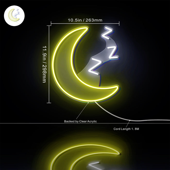 Sleepy Moon Night Light Flex Silicone LED Sign (Neon-Style, LED Technology) - Way Up Gifts