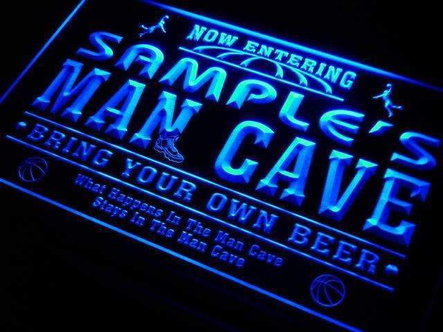 Personalized Basketball Man Cave LED Light Sign - Way Up Gifts