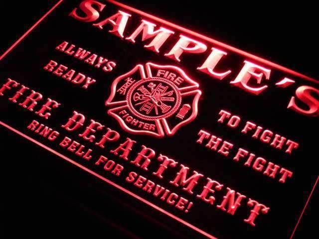 Personalized Fire Department LED Light Sign - Way Up Gifts