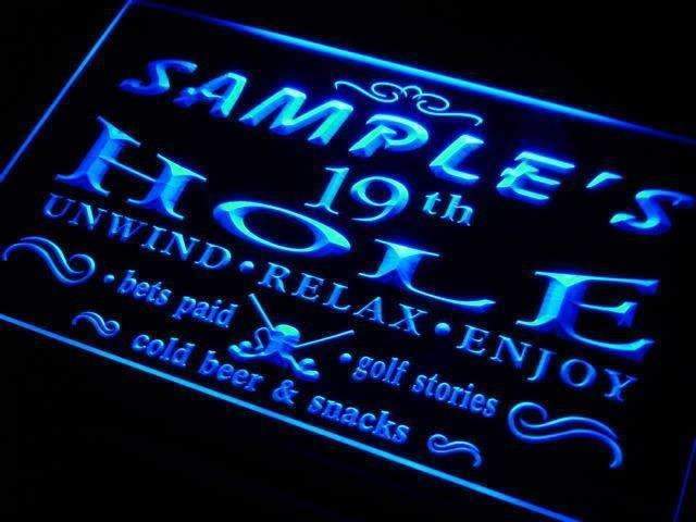 Personalized Golf 19th Hole Bar LED Light Sign - Way Up Gifts