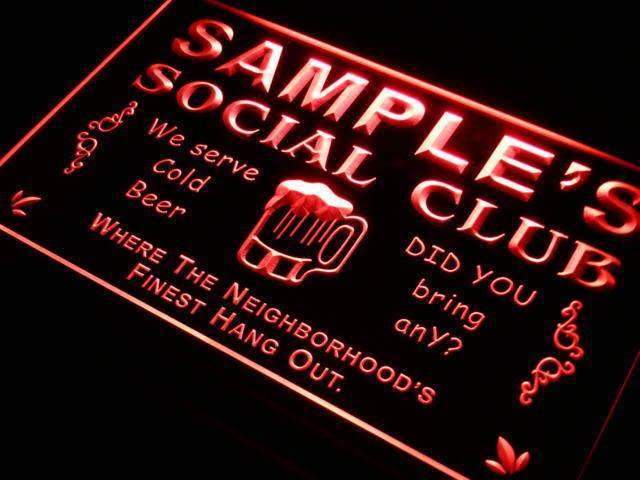 Personalized Social Club LED Light Sign - Way Up Gifts