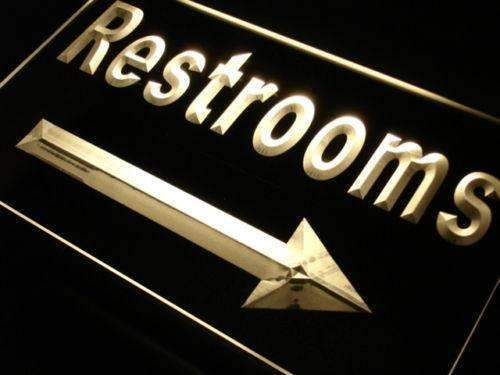 Right Arrow Restrooms LED Light Sign - Way Up Gifts