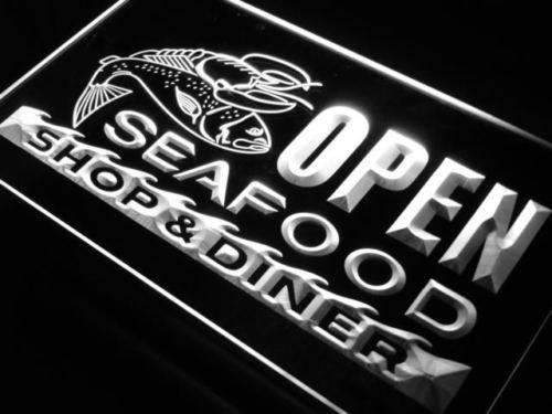Seafood Shop and Diner Open LED Light Sign - Way Up Gifts