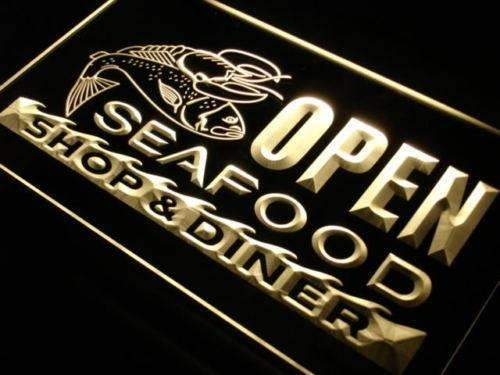 Seafood Shop and Diner Open LED Light Sign - Way Up Gifts