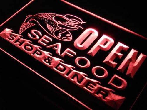 Seafood Shop and Diner Open LED Light Sign - Way Up Gifts