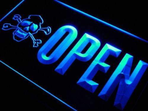 Skull Crossbones Tattoo Open LED Light Sign - Way Up Gifts