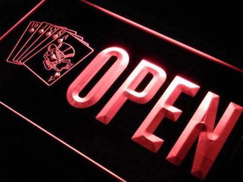 Skull Poker Bar Open LED Light Sign - Way Up Gifts