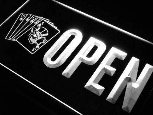Skull Poker Bar Open LED Light Sign - Way Up Gifts