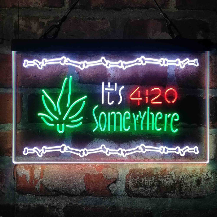Marijuana It's 4:20 Somewhere Weed High Life Deluxe App-Enabled 3-Color LED Light Sign - Way Up Gifts