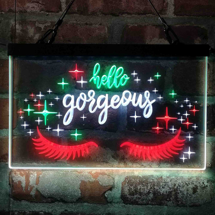 Hello Gorgeous Eyelash Room Deluxe App-Enabled 3-Color LED Light Sign - Way Up Gifts