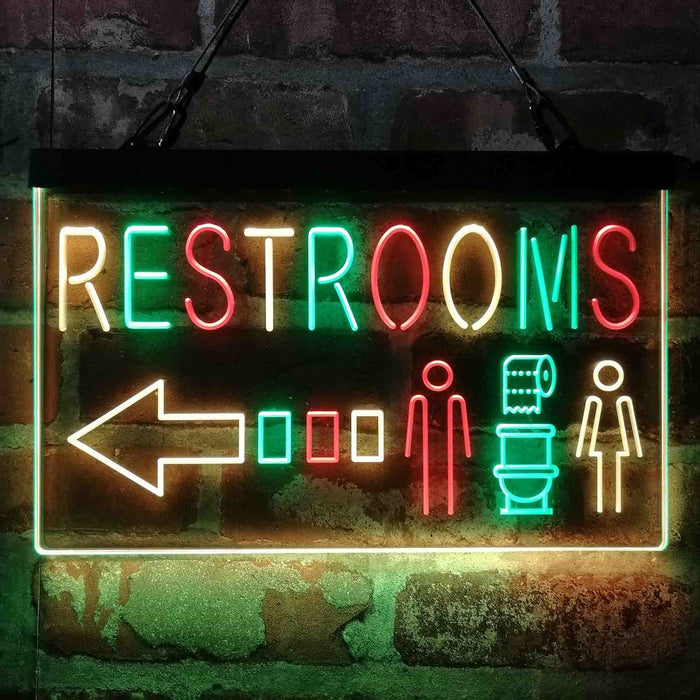 Restroom Toilet Men Women Left Arrow Deluxe App-Enabled 3-Color LED Light Sign - Way Up Gifts