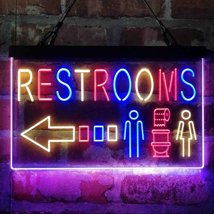Restroom Toilet Men Women Left Arrow Deluxe App-Enabled 3-Color LED Light Sign - Way Up Gifts