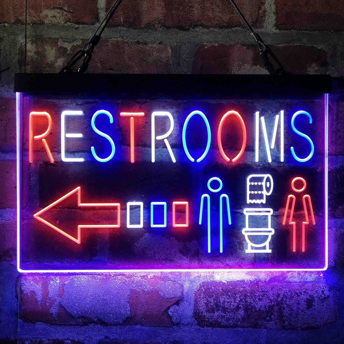 Restroom Toilet Men Women Left Arrow Deluxe App-Enabled 3-Color LED Light Sign - Way Up Gifts