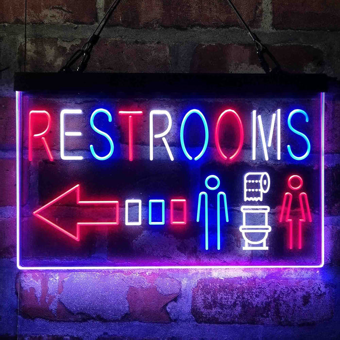 Restroom Toilet Men Women Left Arrow Deluxe App-Enabled 3-Color LED Light Sign - Way Up Gifts