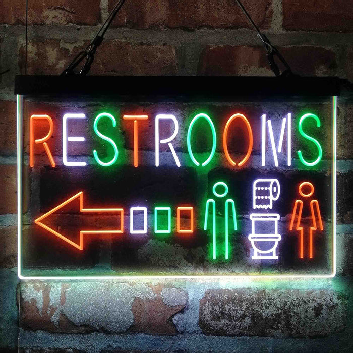 Restroom Toilet Men Women Left Arrow Deluxe App-Enabled 3-Color LED Light Sign - Way Up Gifts