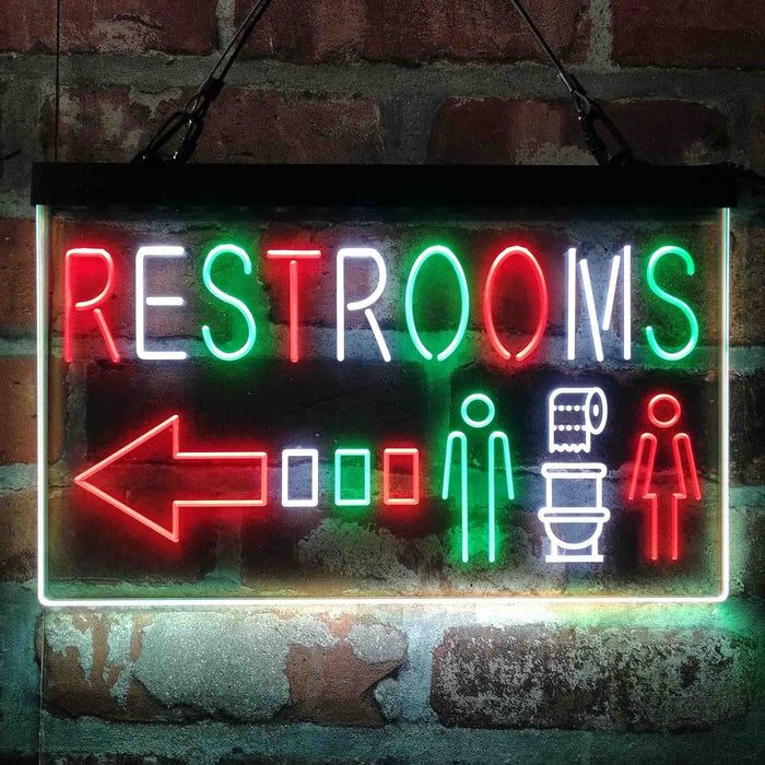 Restroom Toilet Men Women Left Arrow Deluxe App-Enabled 3-Color LED Light Sign - Way Up Gifts