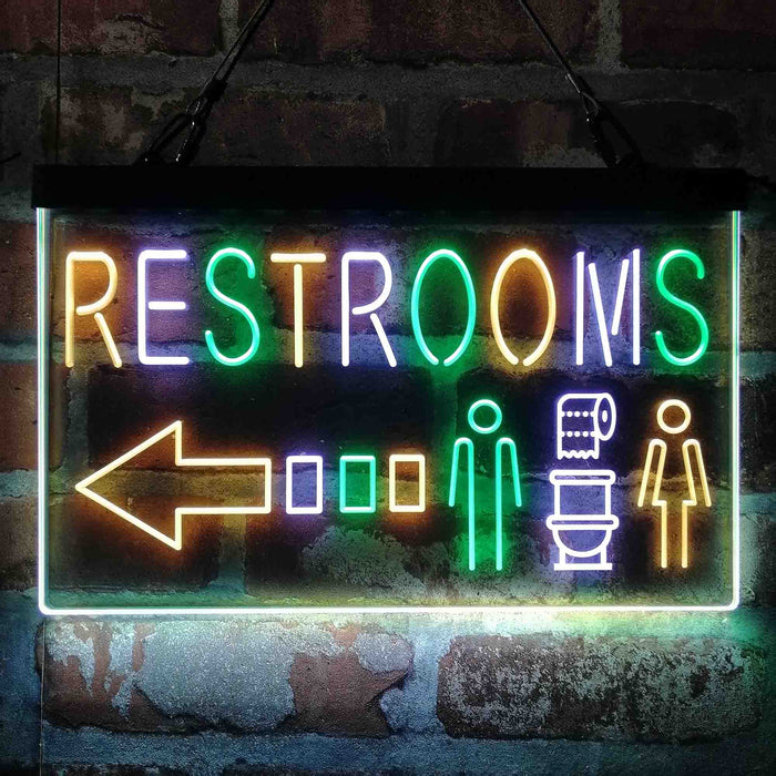 Restroom Toilet Men Women Left Arrow Deluxe App-Enabled 3-Color LED Light Sign - Way Up Gifts