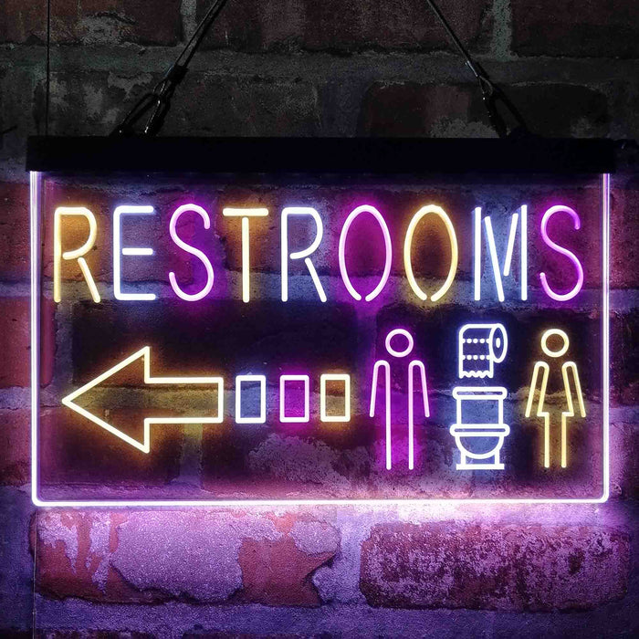 Restroom Toilet Men Women Left Arrow Deluxe App-Enabled 3-Color LED Light Sign - Way Up Gifts