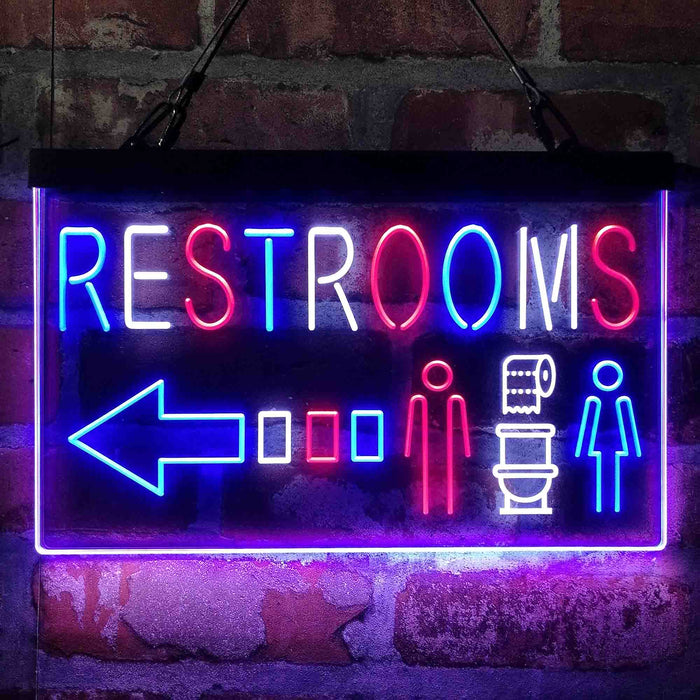 Restroom Toilet Men Women Left Arrow Deluxe App-Enabled 3-Color LED Light Sign - Way Up Gifts