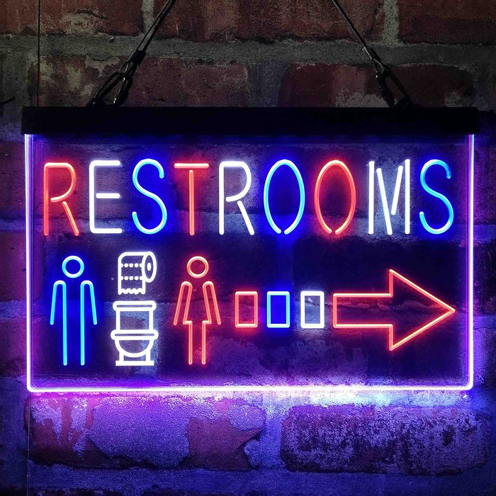 Restroom Men Women Toilet Right Arrow Deluxe App-Enabled 3-Color LED Light Sign - Way Up Gifts