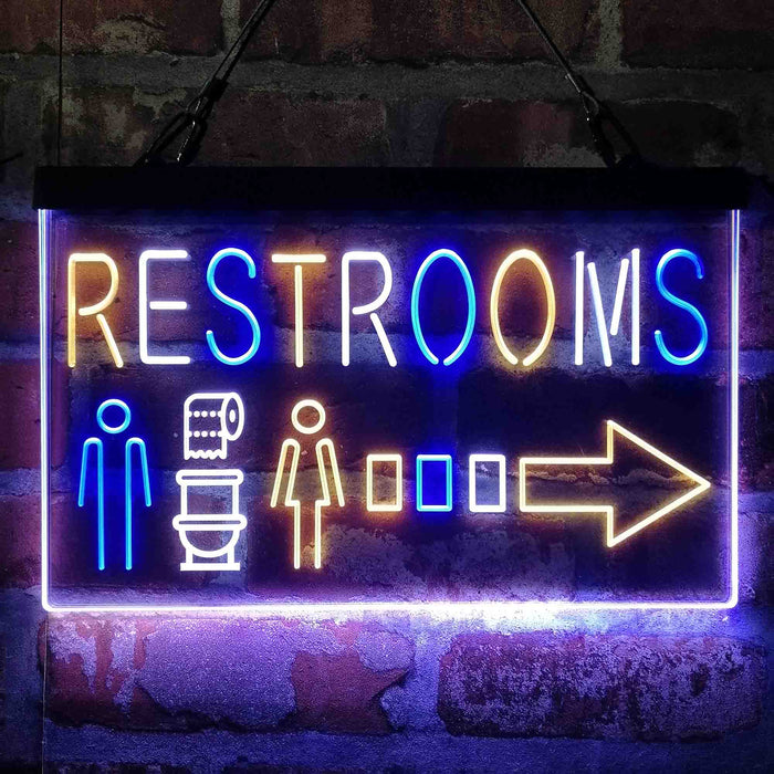 Restroom Men Women Toilet Right Arrow Deluxe App-Enabled 3-Color LED Light Sign - Way Up Gifts