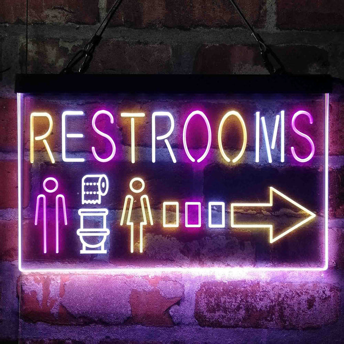Restroom Men Women Toilet Right Arrow Deluxe App-Enabled 3-Color LED Light Sign - Way Up Gifts