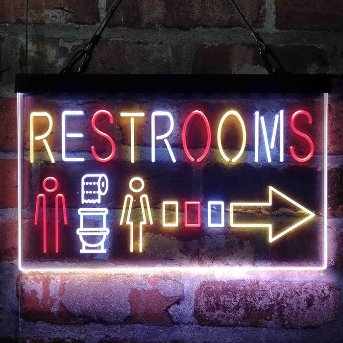 Restroom Men Women Toilet Right Arrow Deluxe App-Enabled 3-Color LED Light Sign - Way Up Gifts