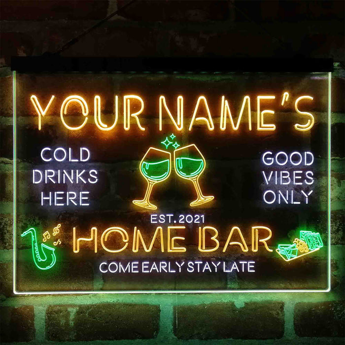 Personalized Red Wine Glass Home Bar Deluxe App-Enabled 3-Color LED Light Sign - Way Up Gifts