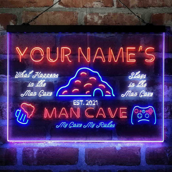 Personalized Man Cave Game Beer Deluxe App-Enabled 3-Color LED Light Sign - Way Up Gifts