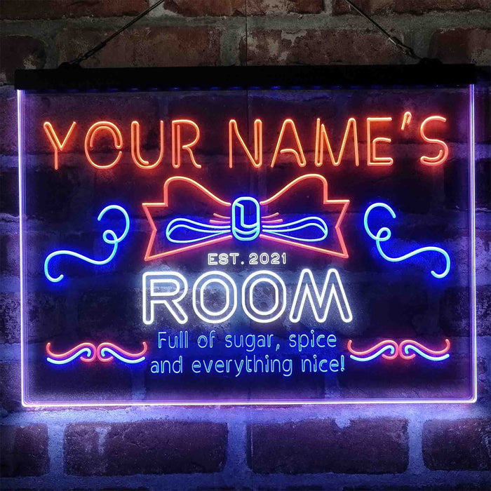 Personalized Girl Kid Bedroom Deluxe App-Enabled 3-Color LED Light Sign - Way Up Gifts