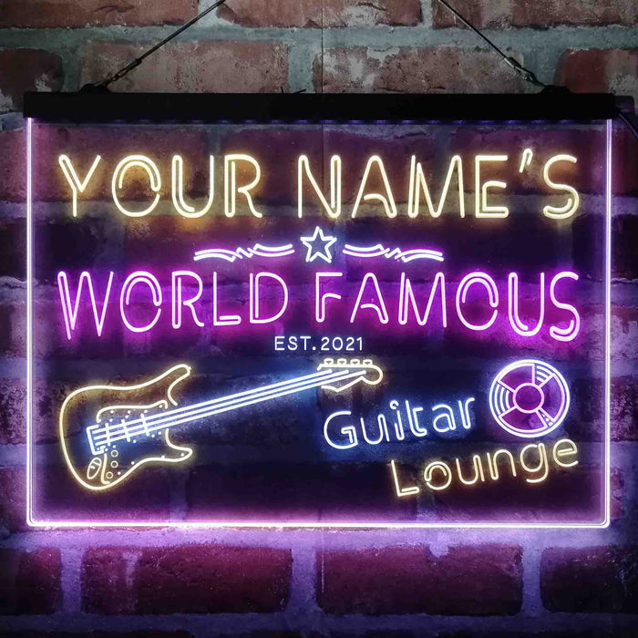 Personalized Guitar Lounge Music Deluxe App-Enabled 3-Color LED Light Sign - Way Up Gifts