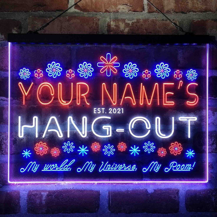 Personalized Hang-Out Man Cave Deluxe App-Enabled 3-Color LED Light Sign - Way Up Gifts