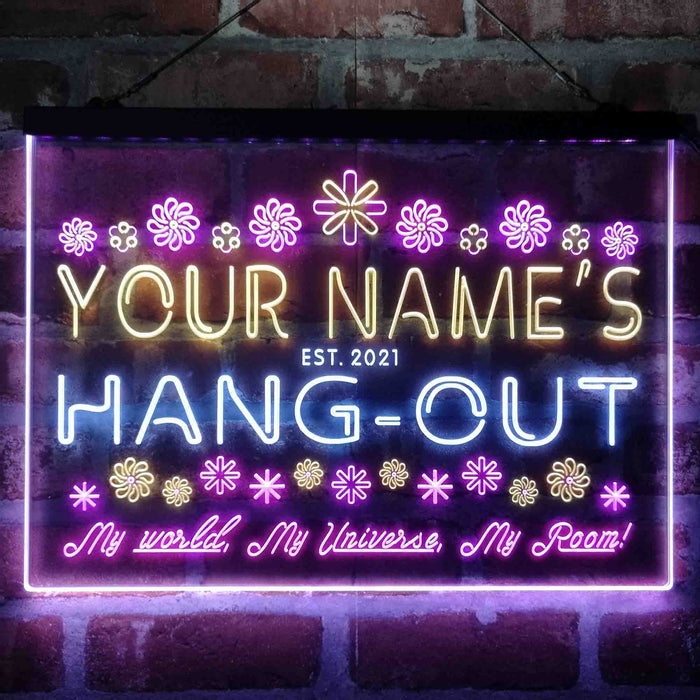 Personalized Hang-Out Man Cave Deluxe App-Enabled 3-Color LED Light Sign - Way Up Gifts