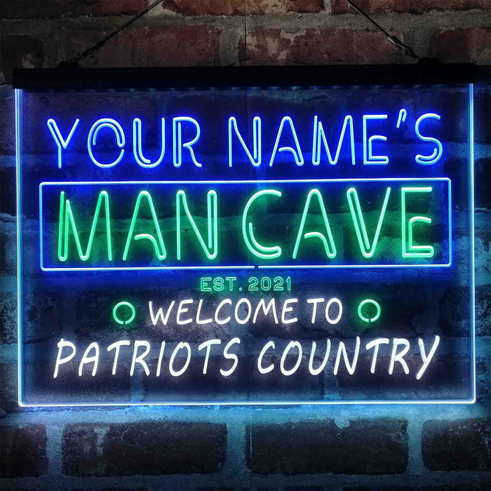 Personalized Patriots Country Man Cave Deluxe App-Enabled 3-Color LED Light Sign - Way Up Gifts