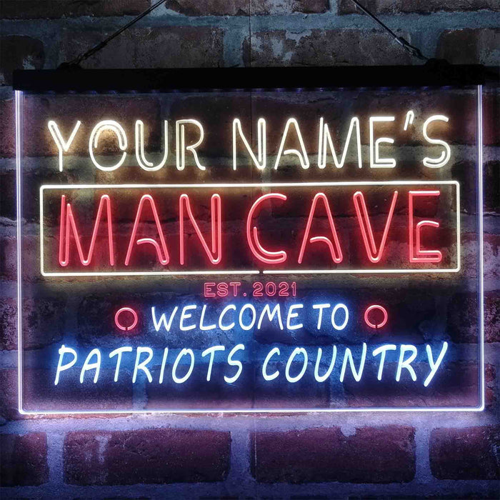Personalized Patriots Country Man Cave Deluxe App-Enabled 3-Color LED Light Sign - Way Up Gifts