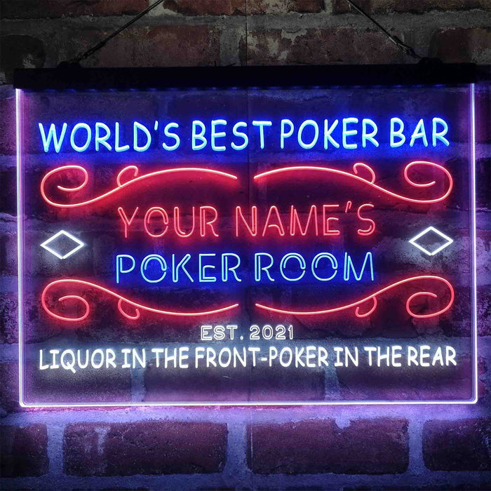 Personalized Poker Room Bar Deluxe App-Enabled 3-Color LED Light Sign - Way Up Gifts