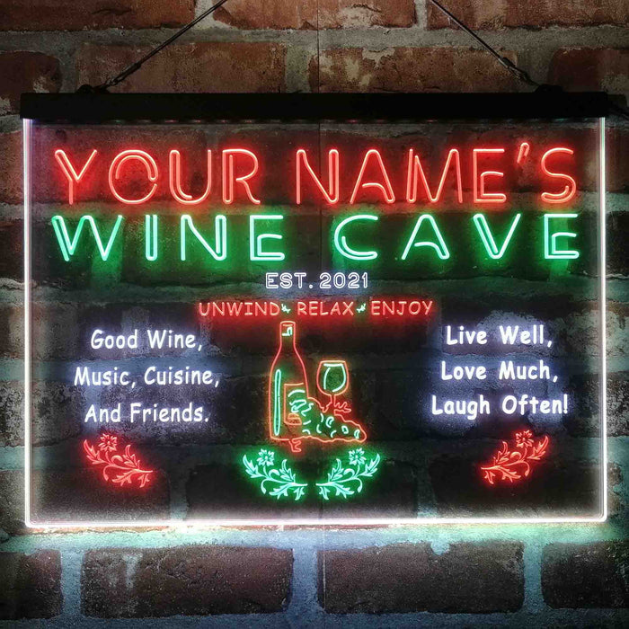 Personalized Wine Cave Deluxe App-Enabled 3-Color LED Light Sign - Way Up Gifts
