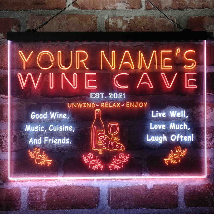 Personalized Wine Cave Deluxe App-Enabled 3-Color LED Light Sign - Way Up Gifts