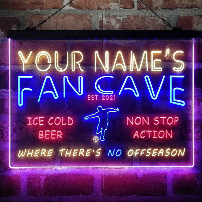 Personalized Soccer Fan Cave Deluxe App-Enabled 3-Color LED Light Sign - Way Up Gifts
