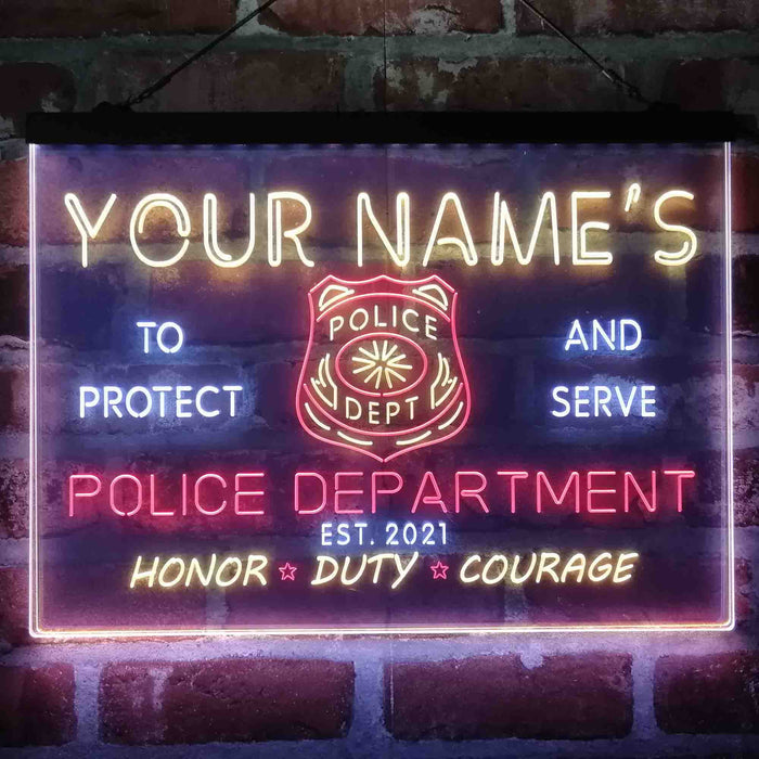 Personalized Police Department Deluxe App-Enabled 3-Color LED Light Sign - Way Up Gifts