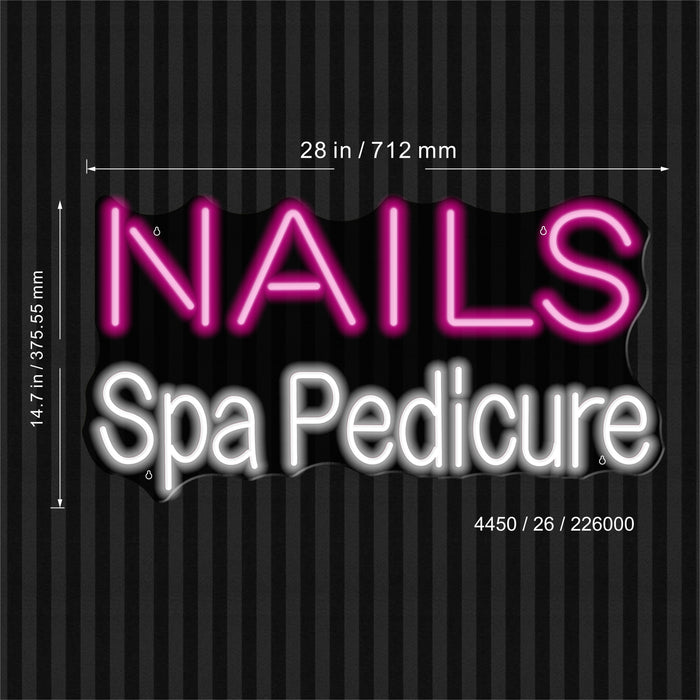 Nails Spa Pedicure Ultra-Bright LED Sign with Remote (Neon-Style, LED Technology)