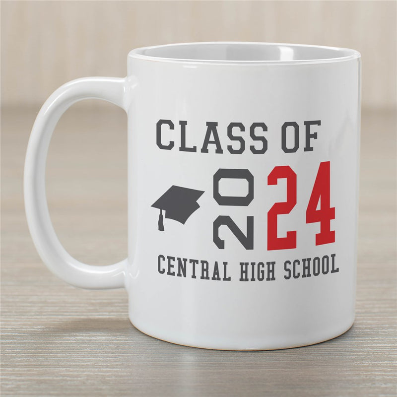 Class of Ceramic Mug - Personalized Graduation Mug with Cap and Year - LED Gift Works