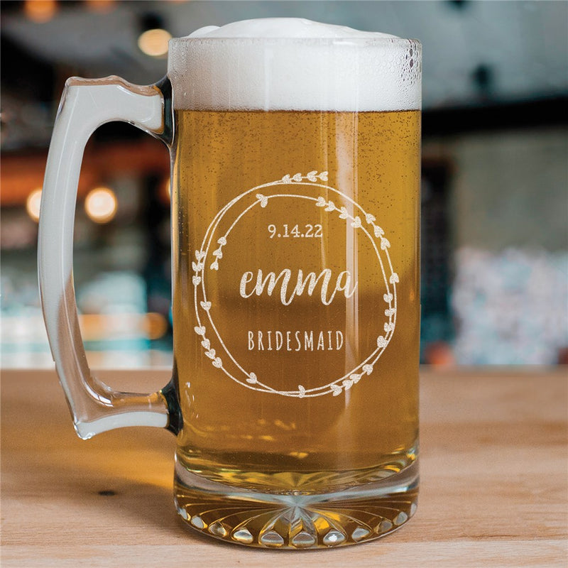 Personalized Big 25 oz. Beer Mug - Custom Wedding Party Gift for Bridesmaids - LED Gift Works