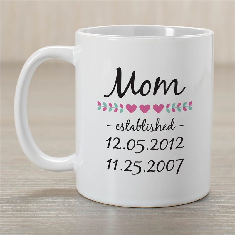 Mom Est. Coffee Mug - Personalized Gift for New Moms - LED Gift Works