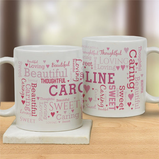Love Word Art Coffee Mug - Romantic Personalized Mug for Couples - Way Up Gifts