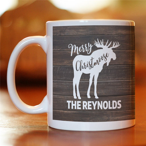 Merry Christmoose Coffee Mug - Personalized Holiday Moose Mug - Way Up Gifts